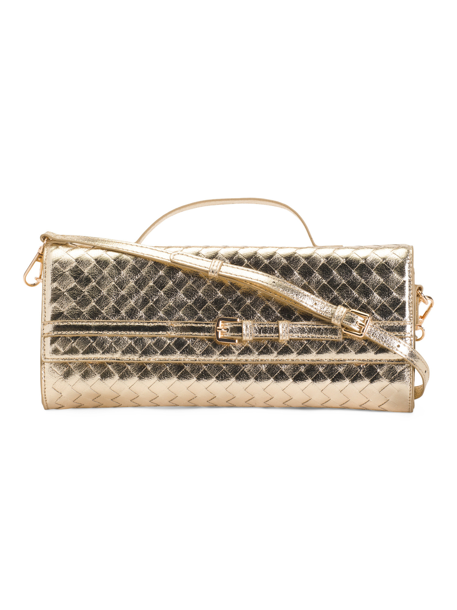 Emerson Woven Clutch With Crossbody Strap And Belted Buckle | TJ Maxx