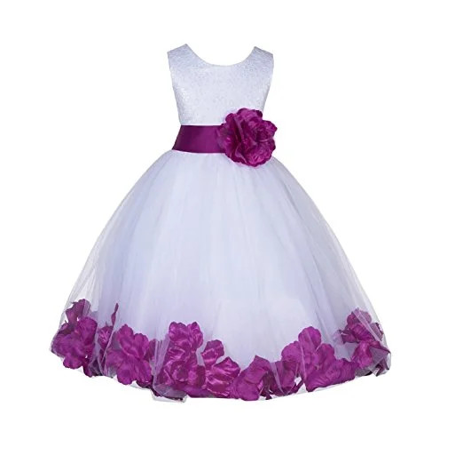 Ekidsbridal White Lace Top Tulle Bodice Floral Petals Flower Girl Dresses Formal Special Occasion... | Walmart (US)