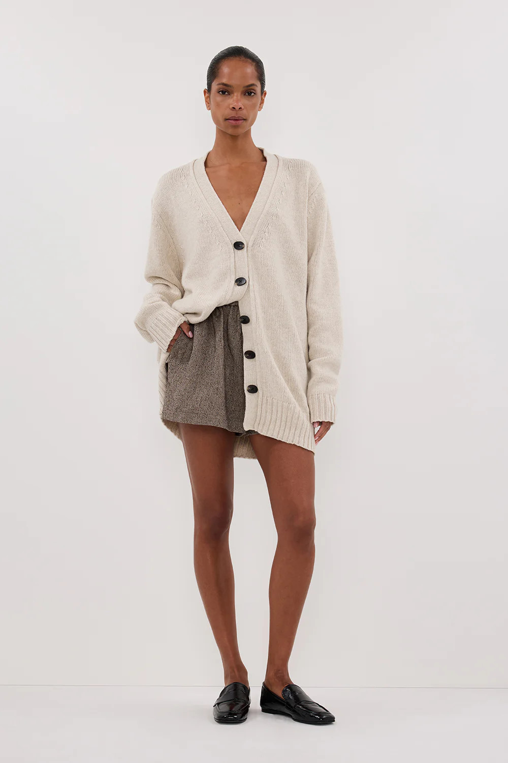 ZOE CHALK LONGLINE CARDIGAN | DISSH