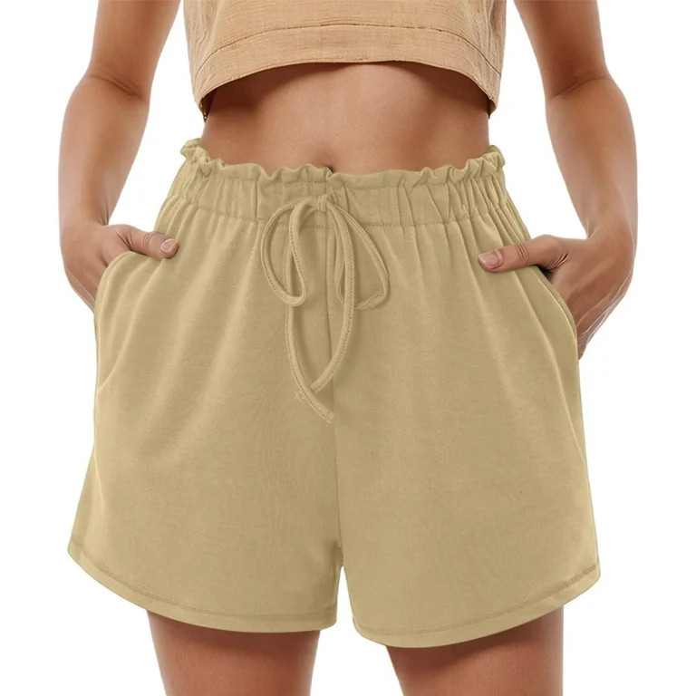 JIAYUE Women's Shorts Casual Elastic High Waisted Loose With Drawstring Pocket Comfortable Summer... | Walmart (US)