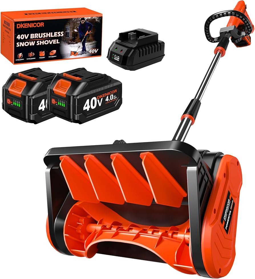 40V Cordless Snow Shovel, 13-Inch | 2 x 40V 4.0A Battery Powered Snow Blower, Powerful Brushless ... | Amazon (US)