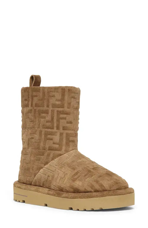 Fendi Après Chic FF Logo Genuine Shearling Lined Bootie in F0C23 Tabacco/Latte at Nordstrom, Size 5.5Us | Nordstrom