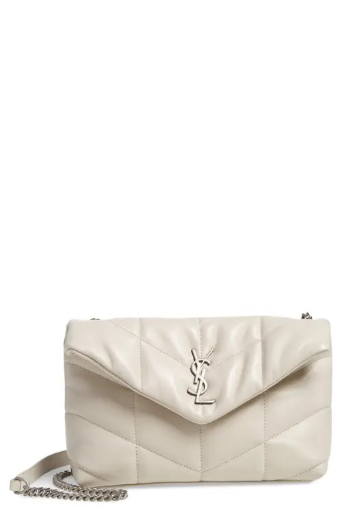 Saint Laurent Mini Loulou Puffer Crossbody Bag in Blanc Vintage at Nordstrom | Nordstrom