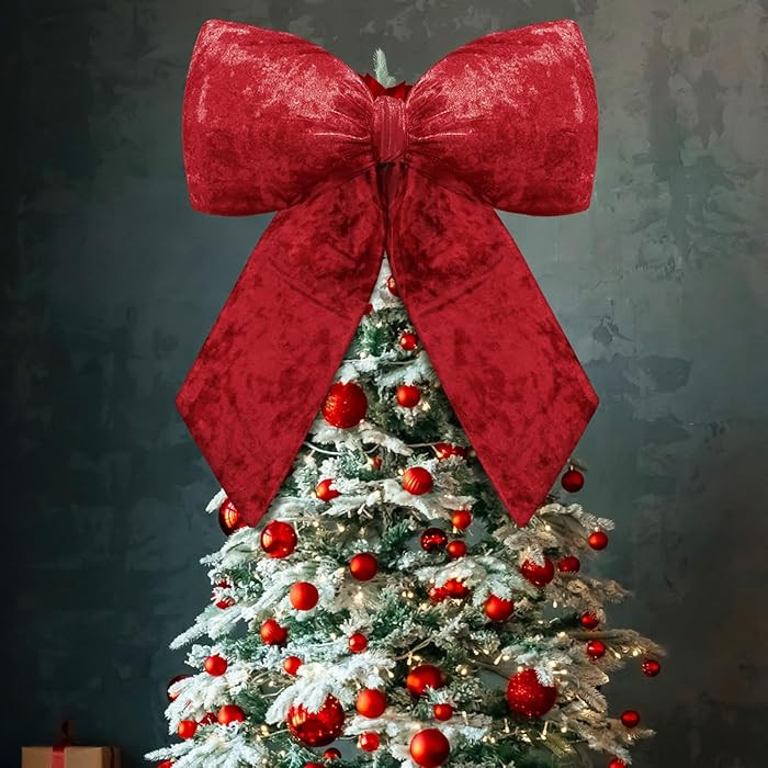 Gejoy Christmas Tree Topper Bow 22 x 16.5 Inch Large Red Velvet Christmas Bow Farmhouse Giant Xma... | Amazon (US)