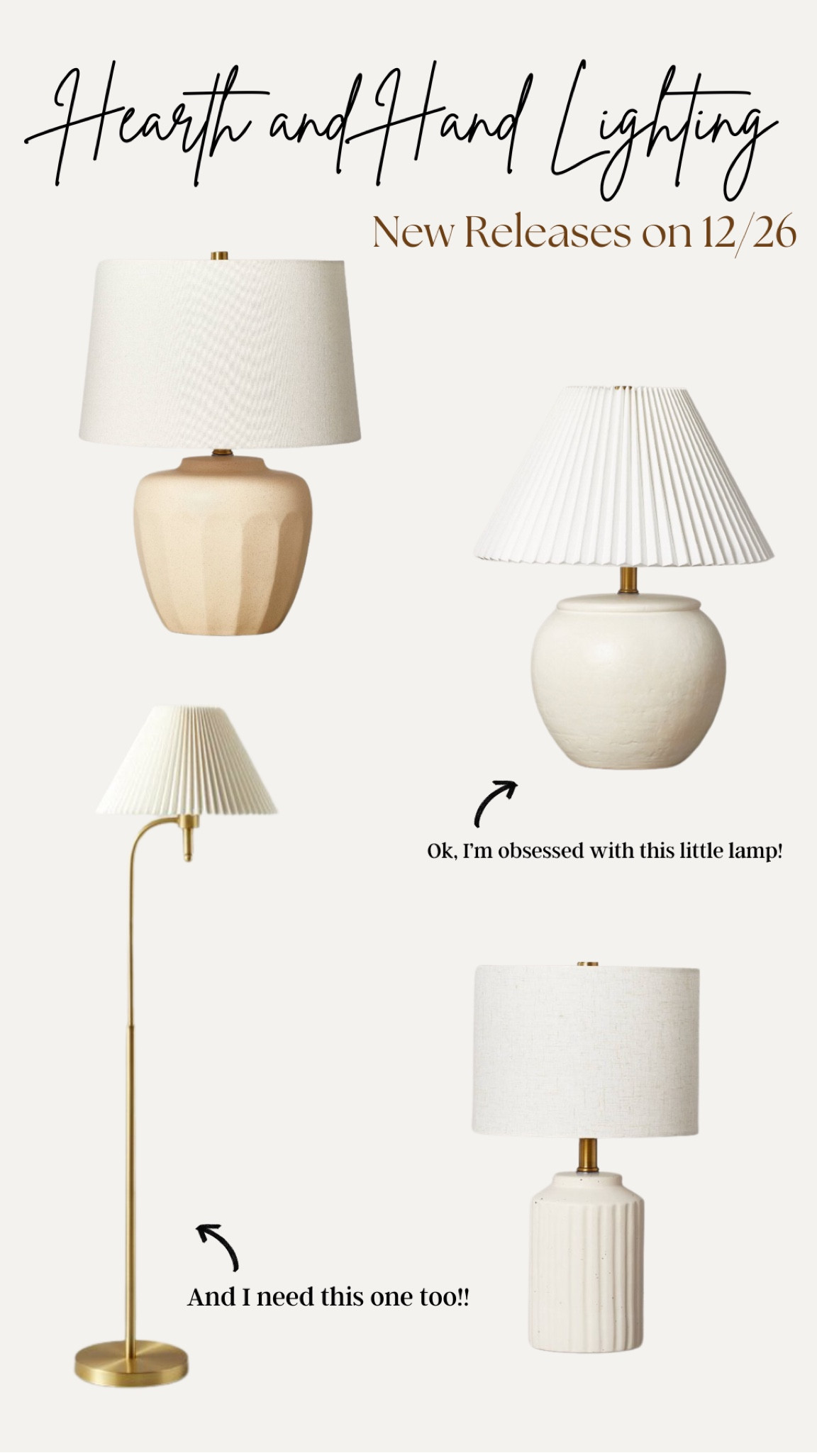 Hearth and hand new release at target! 
Release on 12/26! Will you be shopping it? Obsessed with all these lamps! 
Fluted lamp, designer lamp, table lamp, floor lamp, brass lamp, gold lamp, white lamp, neutral lamps 

#LTKunder100 #LTKsalealert #LTKhome