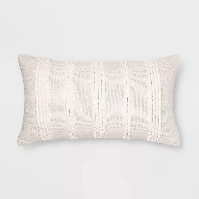 Oversize Textured Woven Striped Throw Pillow Cream - Threshold™ | Target