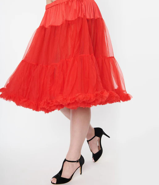 Unique Vintage Plus Size Red Retro Style Ruffled Petticoat | UniqueVintage