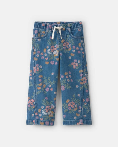 Toddler Girl Floral Denim Wide-Leg Jeans - Dark Wash - OshKosh B'gosh | Carter's | Carter's Inc