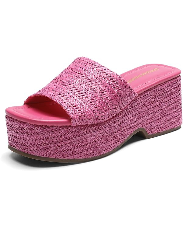 DREAM PAIRS Platform Espadrille Sandals for Women Wedges Slides Slip on Bohemia Sandals Flatform ... | Amazon (US)