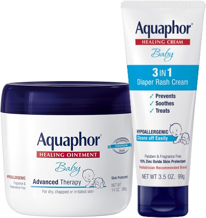 Aquaphor Baby Healing Ointment (14 Oz) + 3-in-1 Diaper Rash Cream (3.5 Oz), Hypoallergenic and Fr... | Amazon (US)