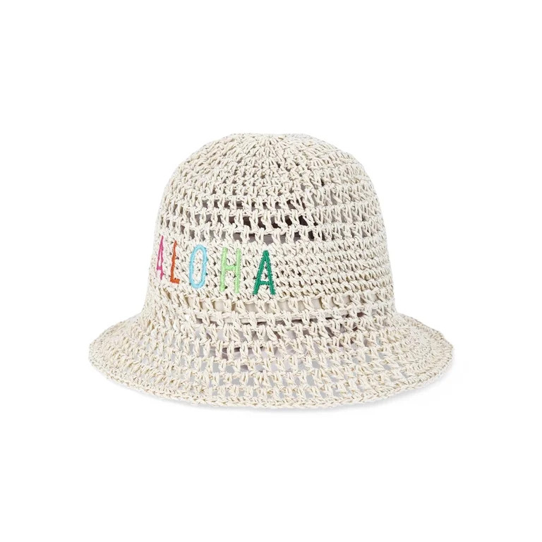 No Boundaries Straw Bucket Hat, Aloha, Women's | Walmart (US)