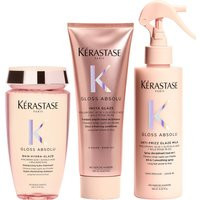 Kérastase Gloss Absolu Shampoo, Conditioner and Treatment Spray Trio, with Glycolic Acid, Hyaluronic Acid and Wild Rose | Look Fantastic (UK)