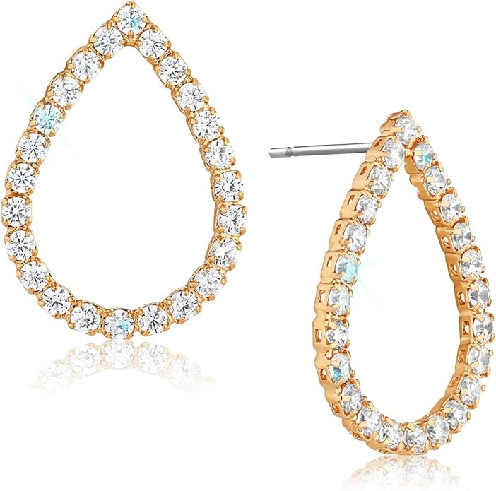 Humble Chic Simulated Diamond Stud Earrings for Women - Small Circle, Bow, Teardrop Cubic Zirconi... | Amazon (US)