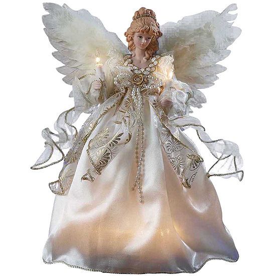 Kurt Adler 12" Ivory And Gold Lighted Angel " Christmas Tree Topper | JCPenney