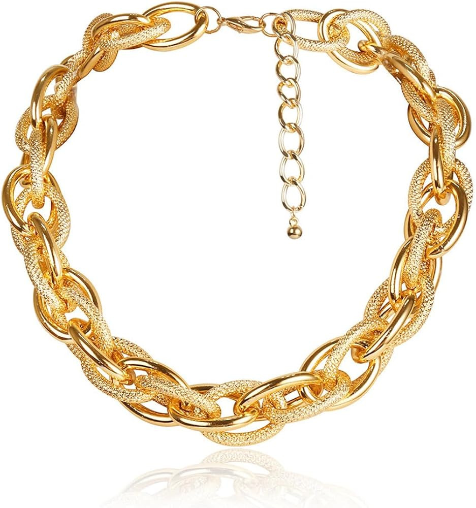 Women Punk Gold Dainty Simple Choker Necklaces Handmade Beads Fashion Chunky Bar Adjustable Gold ... | Amazon (US)