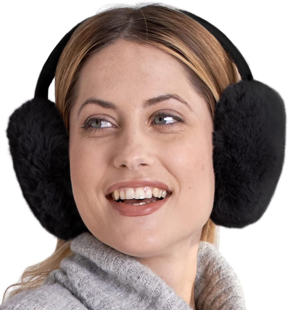 Ear Muffs for Women - Winter Ear Warmers - Soft & Warm Cable Knit Furry Fleece Earmuffs - Ear Cov... | Amazon (US)