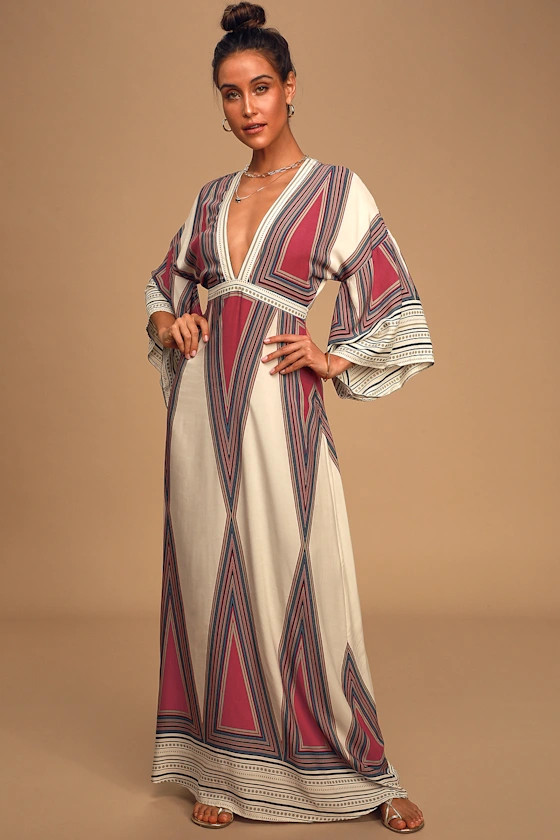 Montecito Cream Print Maxi Dress | Lulus (US)