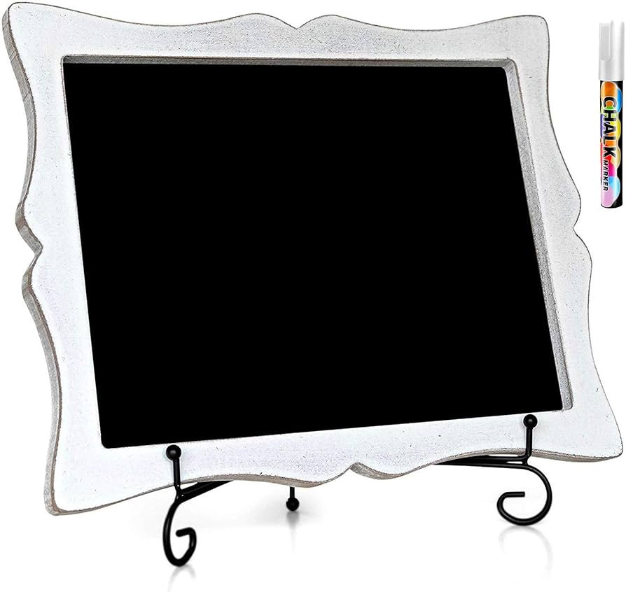 Small Chalkboard Sign with Easel (11x13) + White Liquid Chalk Marker | Hanging or Freestanding Fr... | Amazon (US)