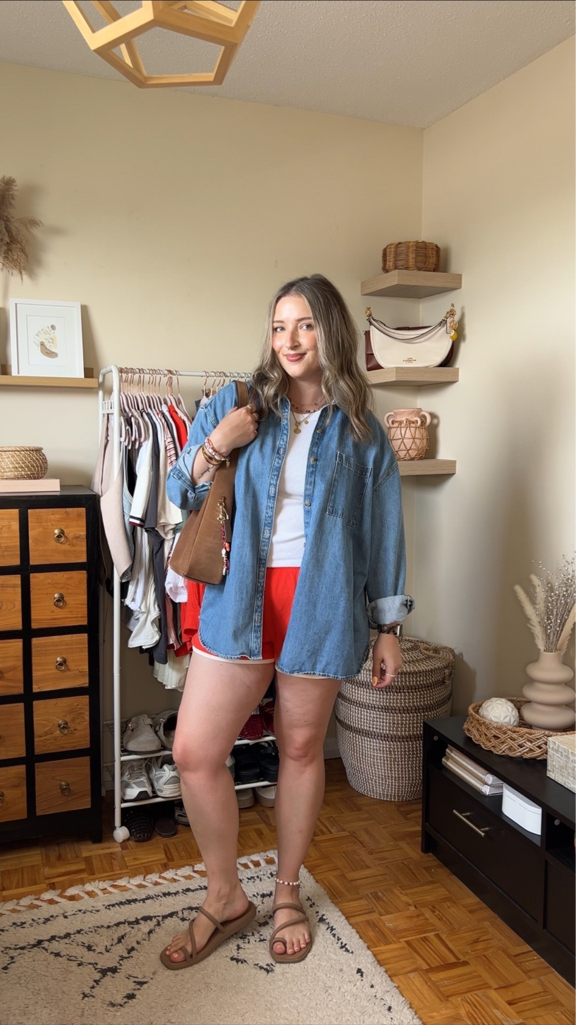 Easy comfy summer outfit! Wearing my usual size L in the dolphin shorts & basic white tank. Also wearing L in the denim shirt (CA link under “similar products”). I’m a 9.5-10 shoe and wear a 10 in the crocs sandals (CA link under “similar”)

#LTKsummer #LTKsale #LTKmidsize