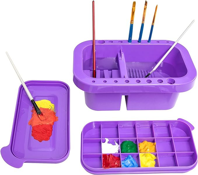 MyLifeUNIT Paint Brush Cleaner, Paint Brush Holder and Organizers with Palette for Acrylic, Water... | Amazon (US)