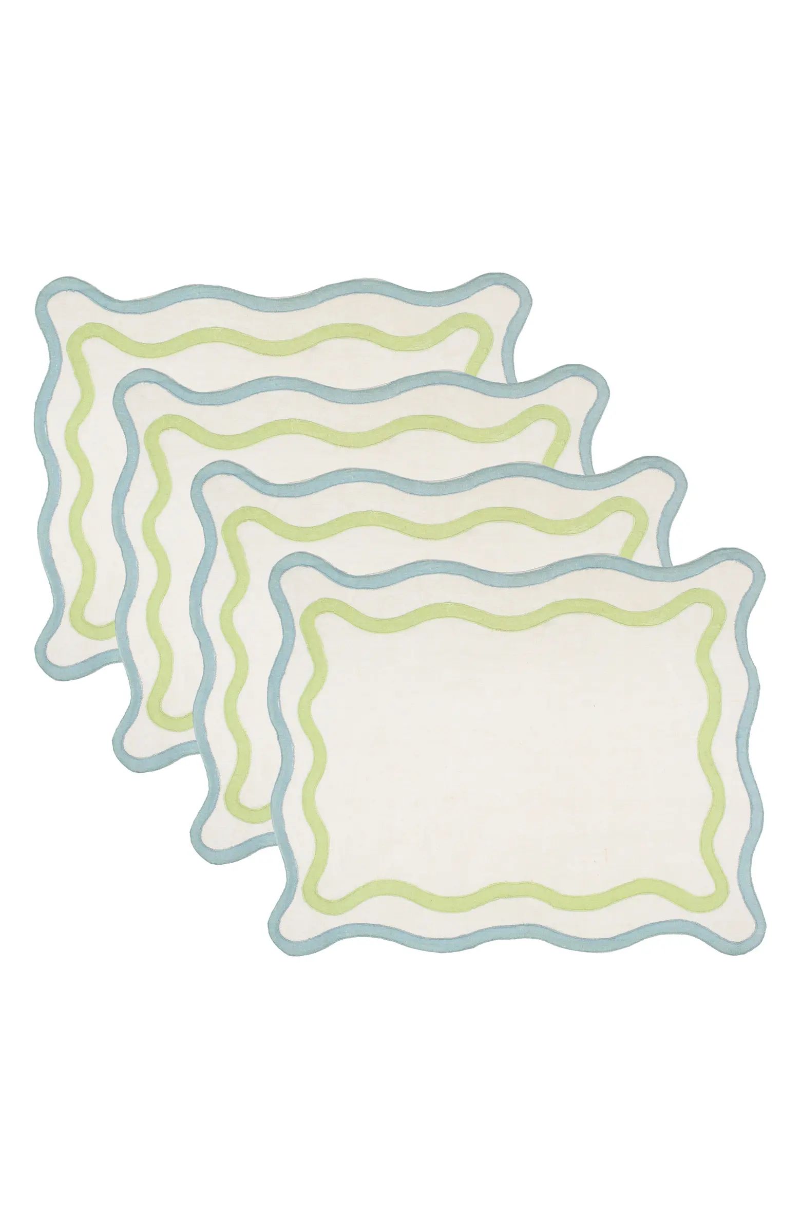 Set of 4 Grid Embroidered Linen Placemats | Nordstrom