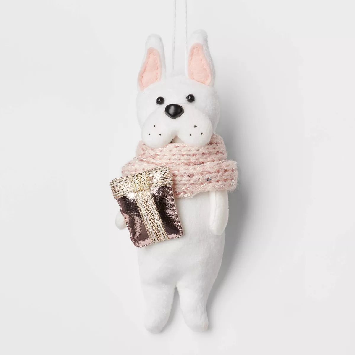 Fabric Dog Wearing Scarf Christmas Tree Ornament White/Pink - Wondershop™ | Target