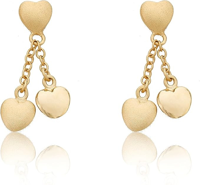 Kids Earring - 14k Gold-Plated Double Dangle Earring - Surgical Steel Post For Sensitive Ears | Amazon (US)