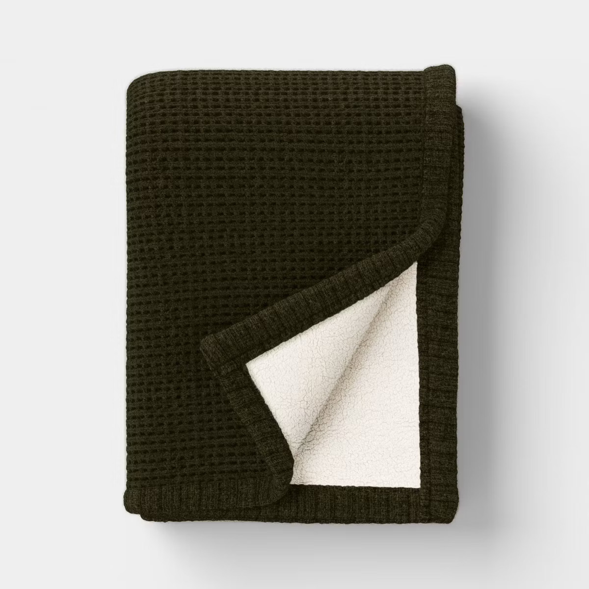 Chenille Knit Throw Blanket with Faux Shearling Reverse Ivory - Threshold™ | Target