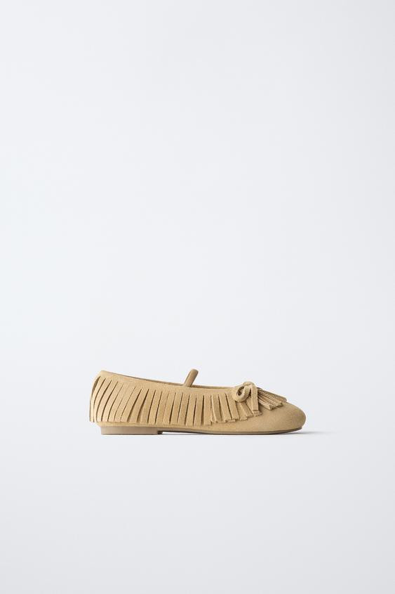 BALLERINES EN CUIR À FRANGES | Zara FR