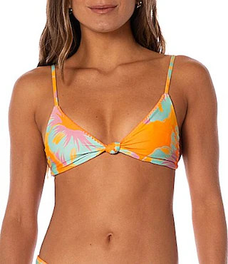 Maaji Icon Sahara Hawaiian Floral Reversible Knot Bralette Swim Top - XL | Dillard's