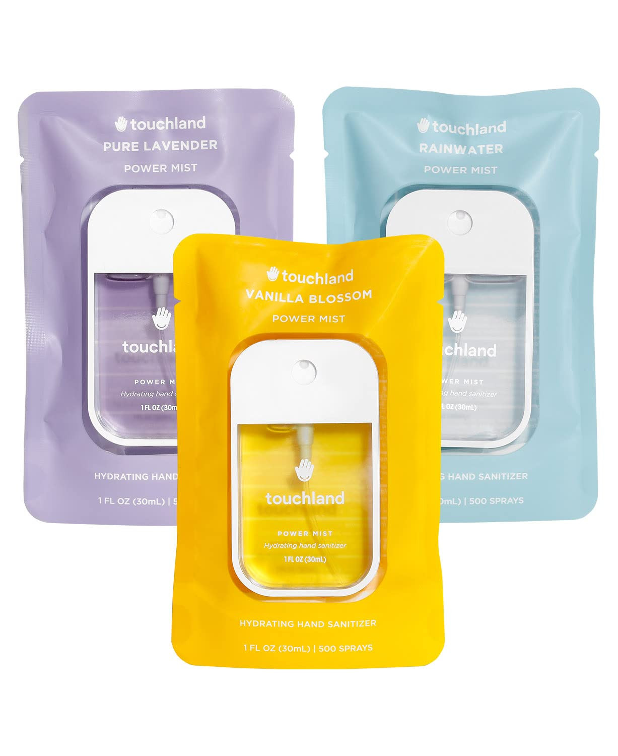 Touchland Power Mist Hydrating Hand Sanitizer Spray, BLOSSOM Trio Set (Lavender, Vanilla, Rainwat... | Amazon (US)