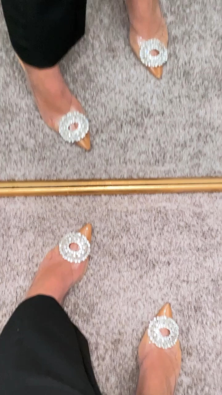 The best dupes to the 90$ Zara rhinestone clear heels— under 30$!!! These have been my go to heels lately since they are sooo comfortable and go with any style! 