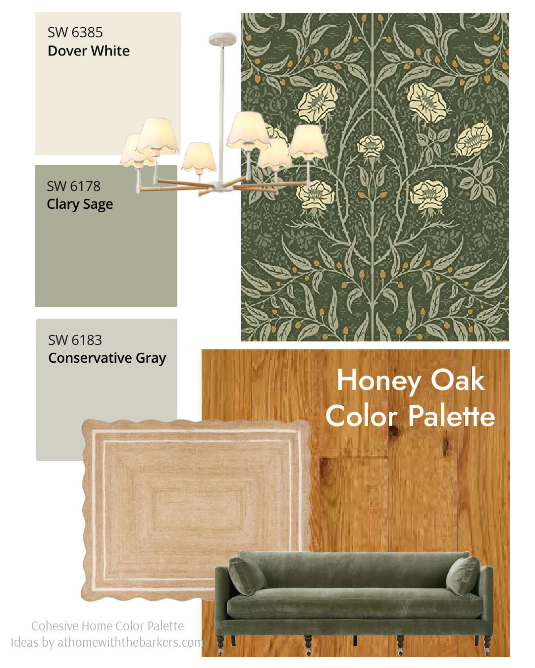 DIY home decorating with honey oak floors, living room green sofa, green floral wallpaper 

 #LTKHome #LTKSaleAlert