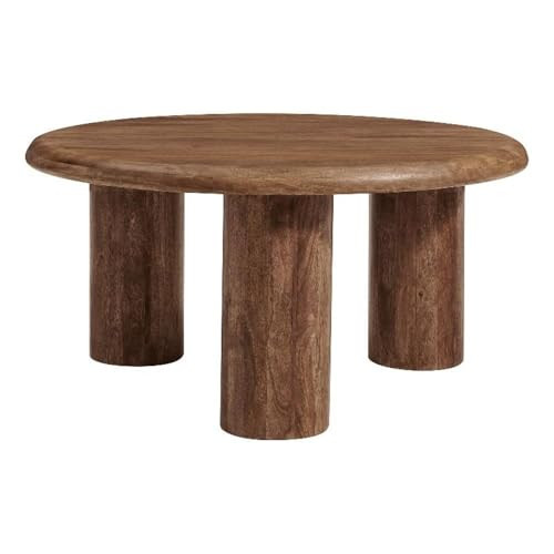 Modway Mavina 34 Inch Round Mango Wood Coffee Table in Walnut - Modern Wood Center Table for Living Room | Amazon (US)