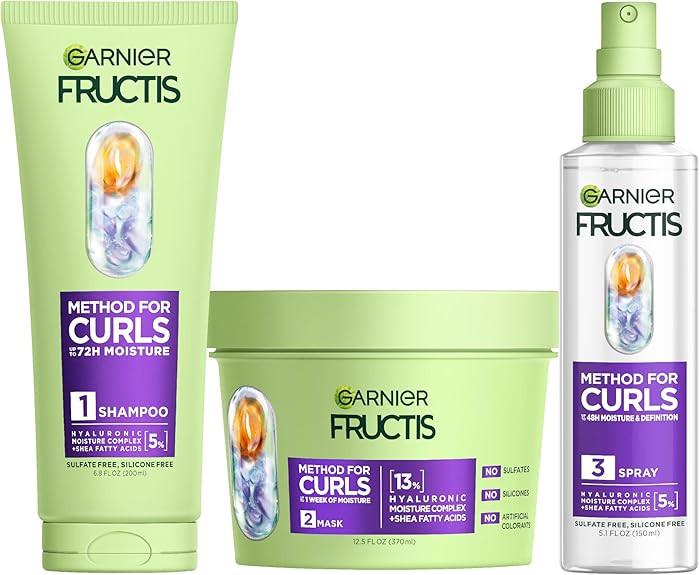 Garnier Fructis Method for Curls Curly Hair Products, Moisture Filling Shampoo, Hair Mask and Cur... | Amazon (US)
