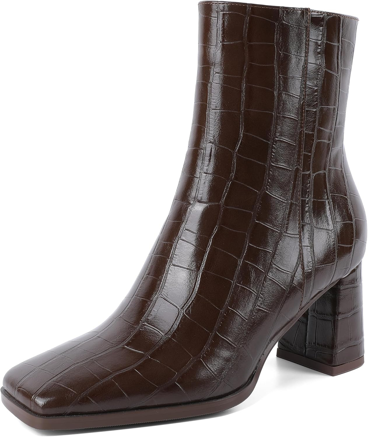 Joseywade Womens Ankle Boots Chunky Heel Boots Ankle Booties Square Toe 3 Inch Side Zip Boots Fall Shoes US Size 5-13 | Amazon (US)
