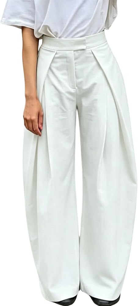 Famnbro Womens Wide Leg Dress Pants High Waisted Pleated Front Slacks Business Casual Palazzo Wor... | Amazon (US)