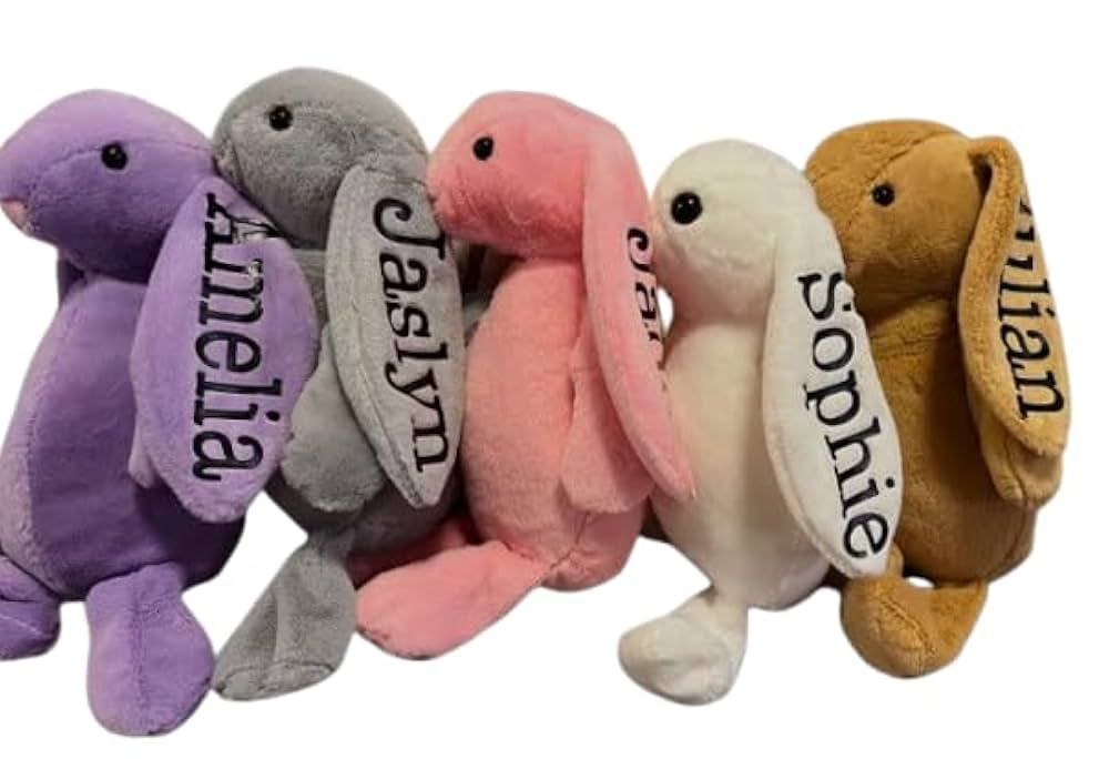 Personalized 10" Bunny Rabbit Plush - Custom Name Personalized on Ear - Multiple Colors Available... | Amazon (US)