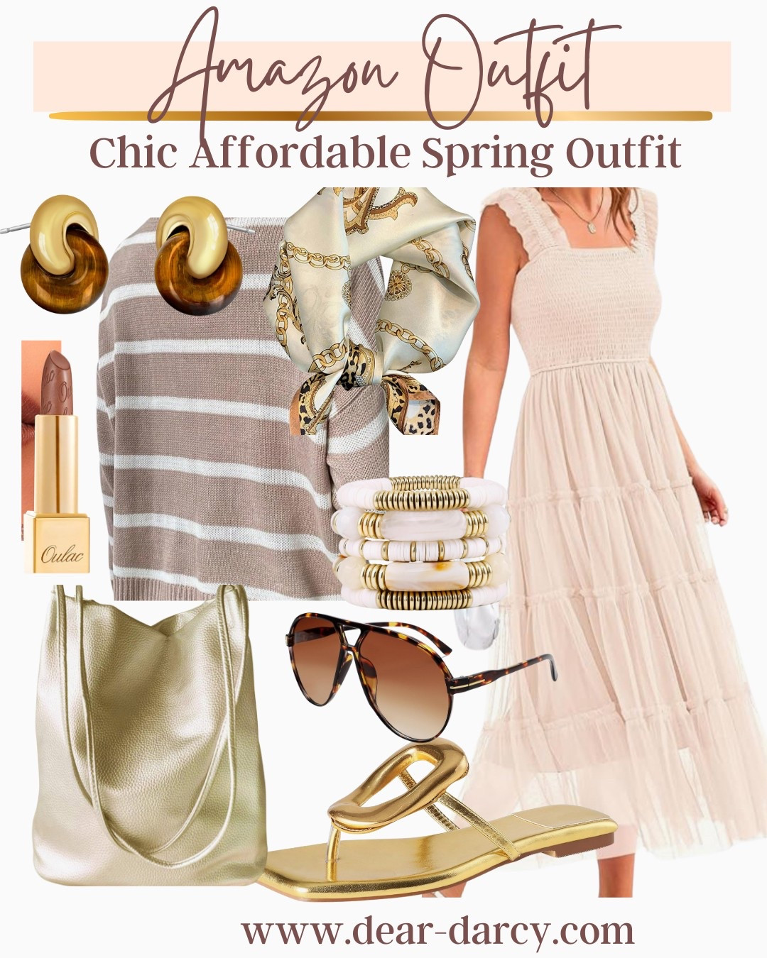 Chic affordable Amazon outfit

Sundress 
Stripe sweater 

Gold tore gold designer inspired sandal 

Amazon designer inspired glasses 

Lipstick color I am loving 
Neck scarf or tie in purse 



#LTKFindsUnder50 #LTKStyleTip #LTKSaleAlert