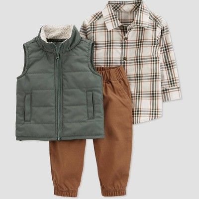 Carter's Just One You®️ Baby Boys' Plaid Top & Bottom Set - Green/Brown | Target