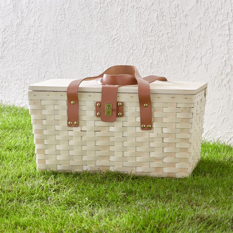 Outfitted Wooden Picnic Basket + Reviews | Crate and Barrel | Crate & Barrel