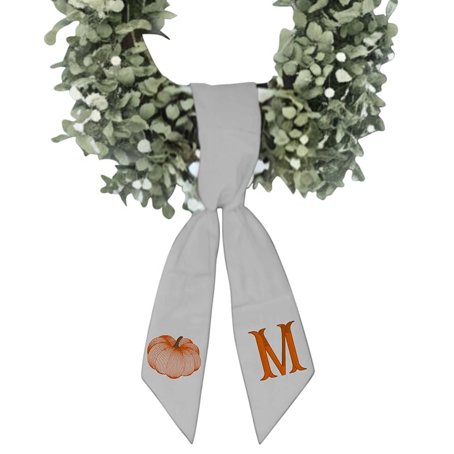 Morxy Monogrammed Wreath Sash for Front Door -Custom Embroidered Wreath Sash with Monogram - Pers... | Amazon (US)