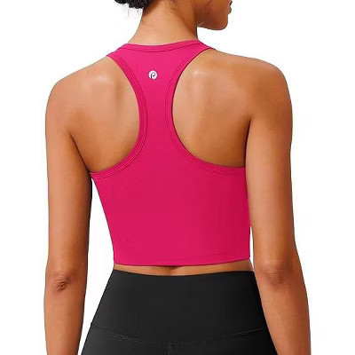 Pinspark Sports Bra Longline Racerback Tank Tops for Women Padded Workout Yoga Top Hot Pink XS | Target