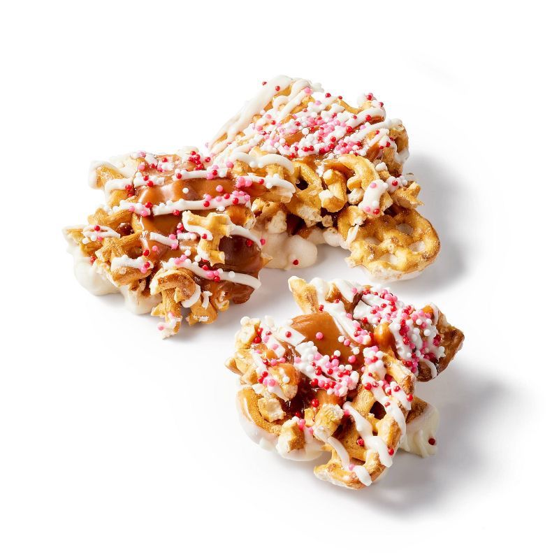 Valentine White Confection Coated Vanilla Caramel Pretzel Crunchers with Red, White, Piank Nonpar... | Target