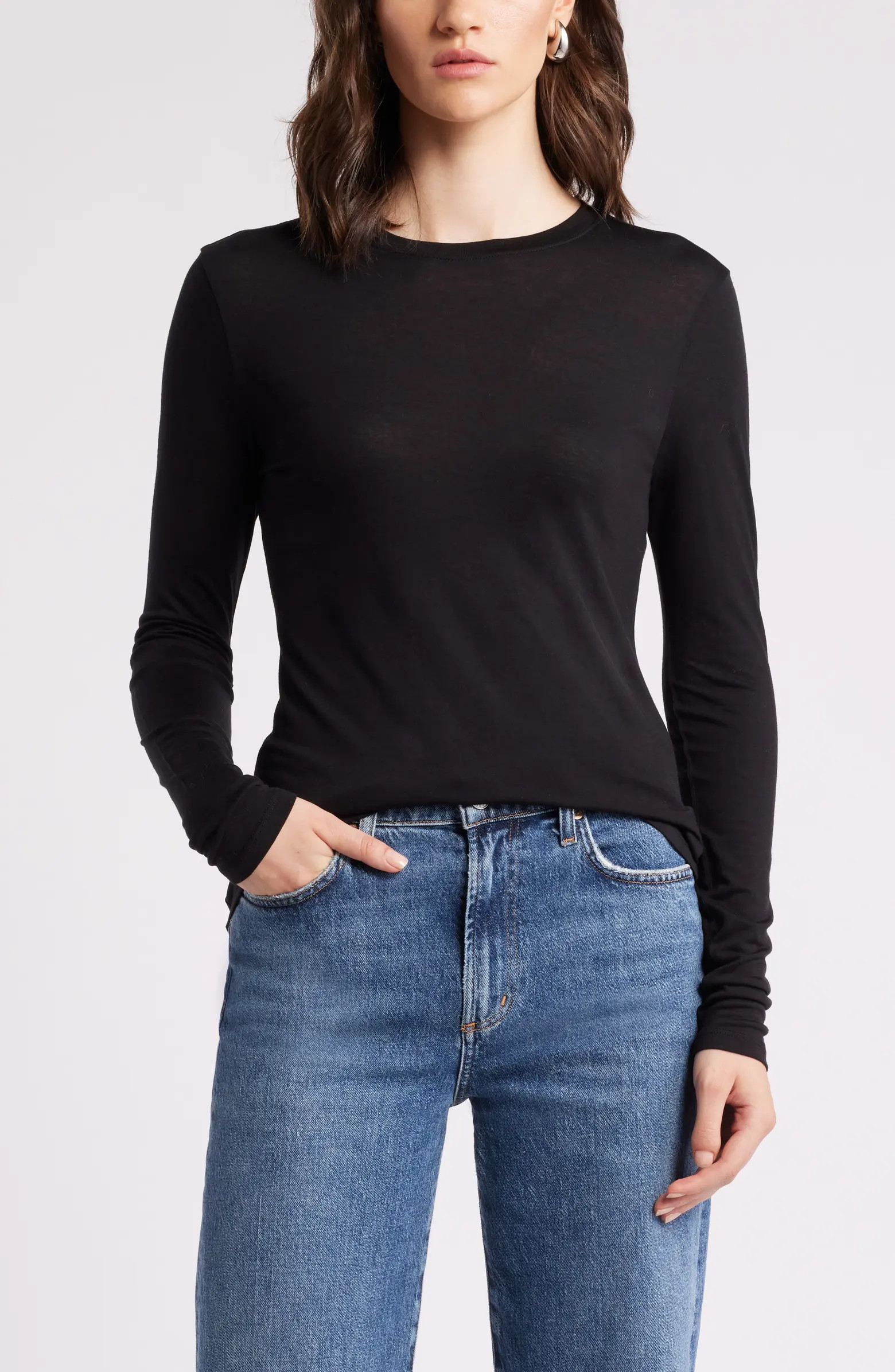 Long Sleeve Lyocell & Wool T-Shirt | Nordstrom