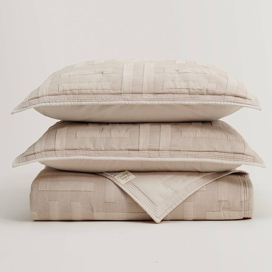 Double Stitch by Bedsure Quilt Comforter Set - Cotton Quilt Queen with Shams, BCI-Certified Luxur... | Amazon (US)