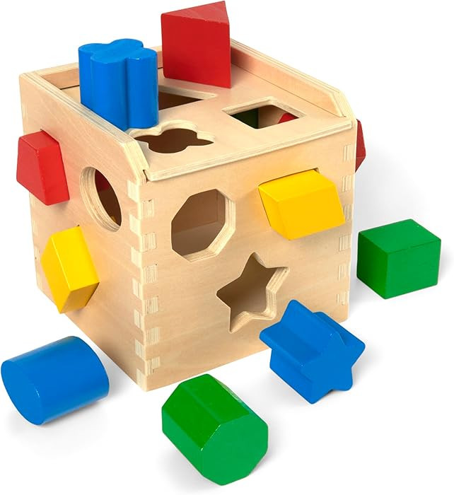 Melissa & Doug Shape Sorting Cube - Classic Wooden Toy With 12 Shapes | Amazon (US)