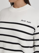 Cream And Navy Curve Stripe Jumper- Myda | 4th & Reckless