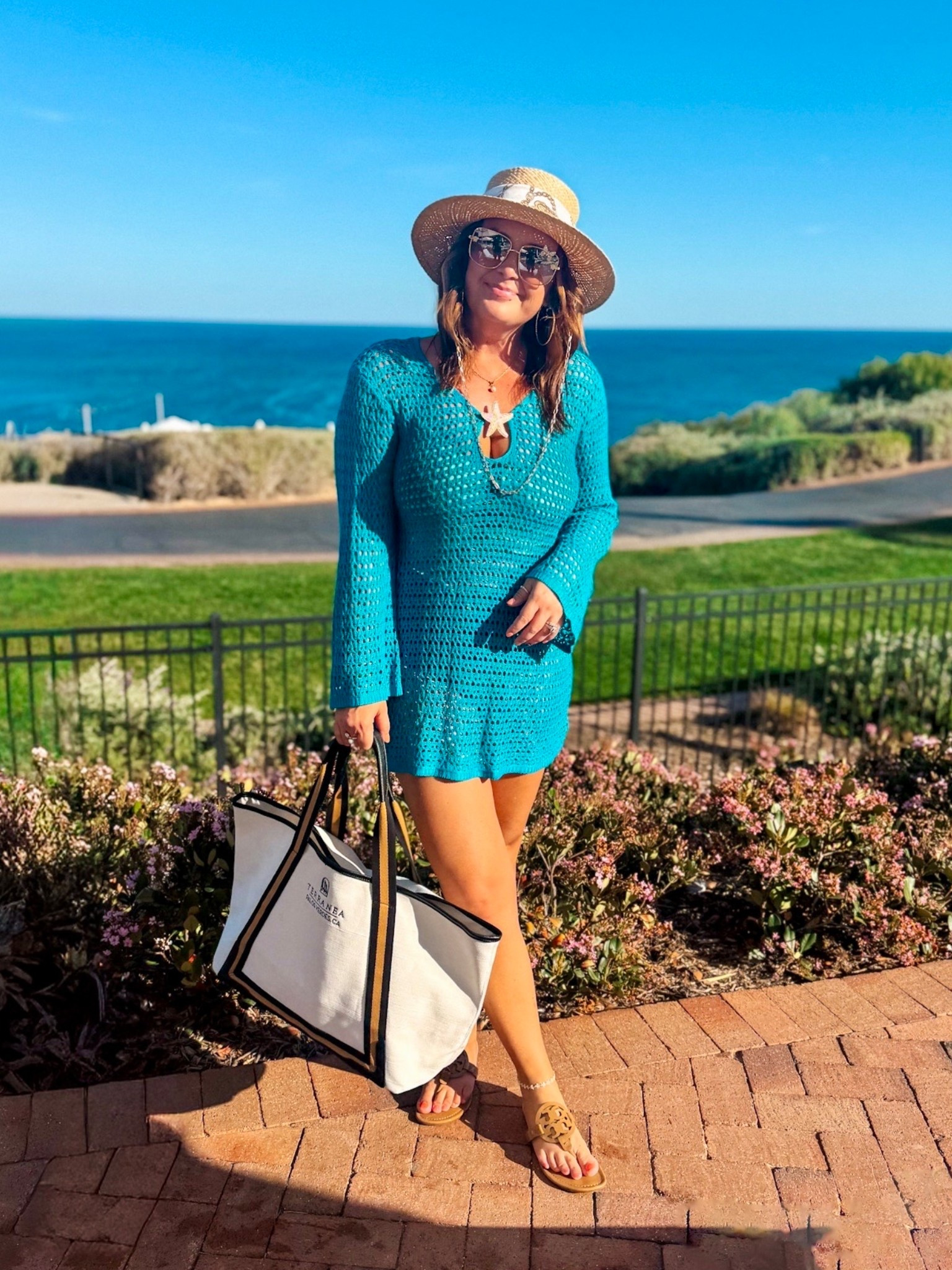 LOVE the gold starfish on this Cupshe coverup ⭐️ this shade of blue is sold out, but there are 2 other color options. My VICI hat is on SALE for $26. Love the gold chain on this one! 

#LTKootd #LTKSwim #LTKSaleAlert
