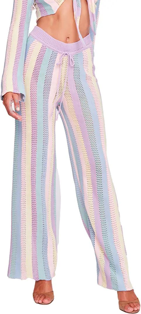 Capittana Paloma Stripe Openwork Crochet Cover-Up Pants | Nordstrom | Nordstrom